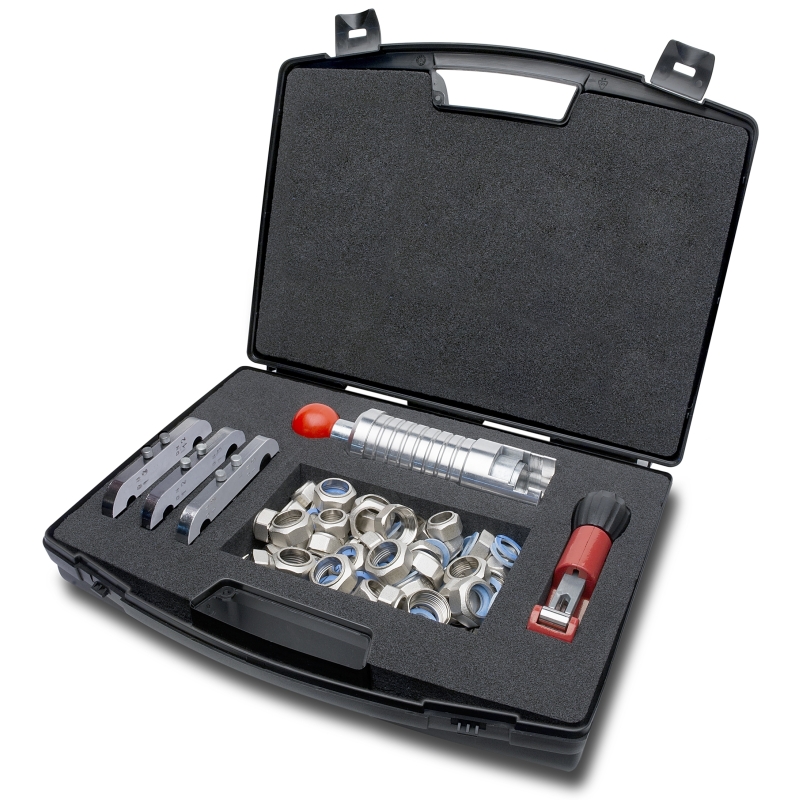 Set di flangiatura (Cartellatrice) DN10 Ø3/8, DN12 Ø1/2, DN15 Ø3/4, DN20 Ø1, DN25 Ø1.1/4 (compatibile con Eurotis/Emiflex)