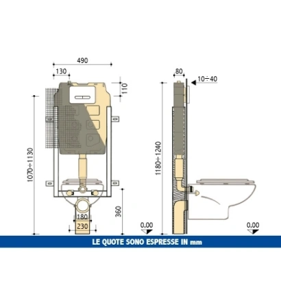 Cassetta di scarico ad incasso Pucci ECO Rapido a due volumi di risciacquo